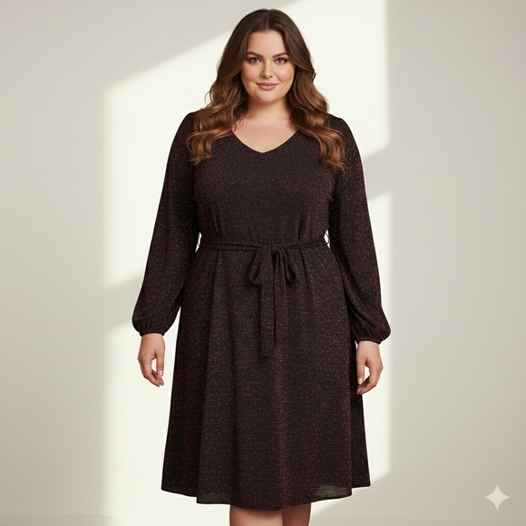 Penningtons Dresses & Skirts - Penningtons Black Red Stretchy Glitter Long Sleeve Party Dress Size 4X Dressy